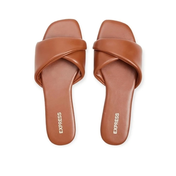 Express Shoes - Express wrap band slides sandals 8 cognac brown NWT